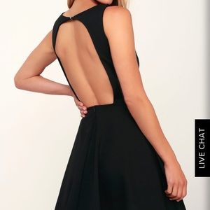 Lulus Living for Love Black Backless Skater Dress